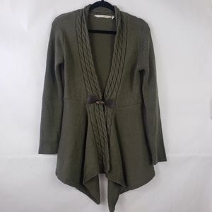 Soft Surroundings Cable knit Coat Toggle Front Olive Green Women